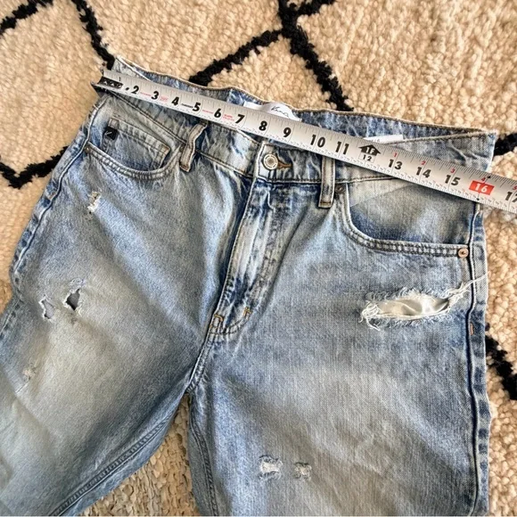 KanCan Light Blue Cropped Distressed Acid Wash Boyfriend Jeans - Picture 3 of 9